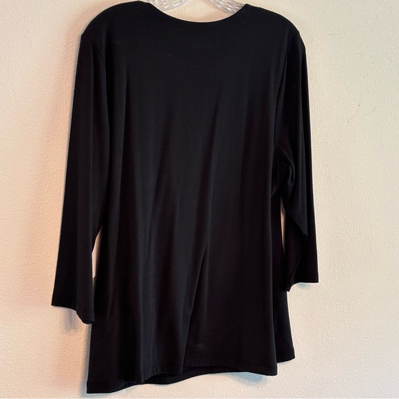 NWT Soft Surroundings Women's Elegant Black Drape Blouse SZ XL 3/4 Sleeve - Picture 6 of 8